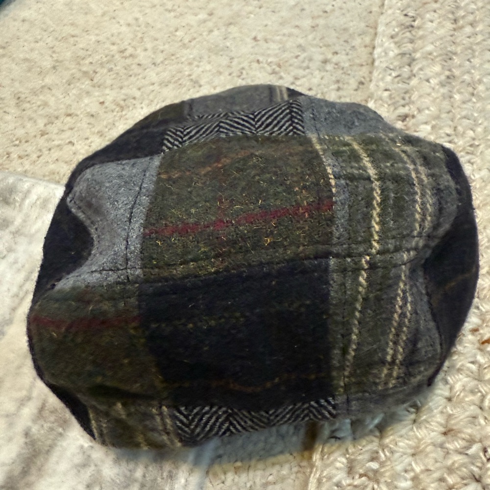 Men's Patchwork Plaid Cap - Black, Gray, Green